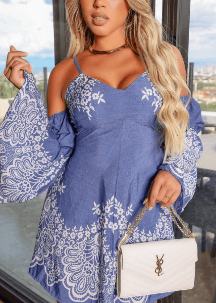 VESTIDO BOHO ESTAMPA JEANS